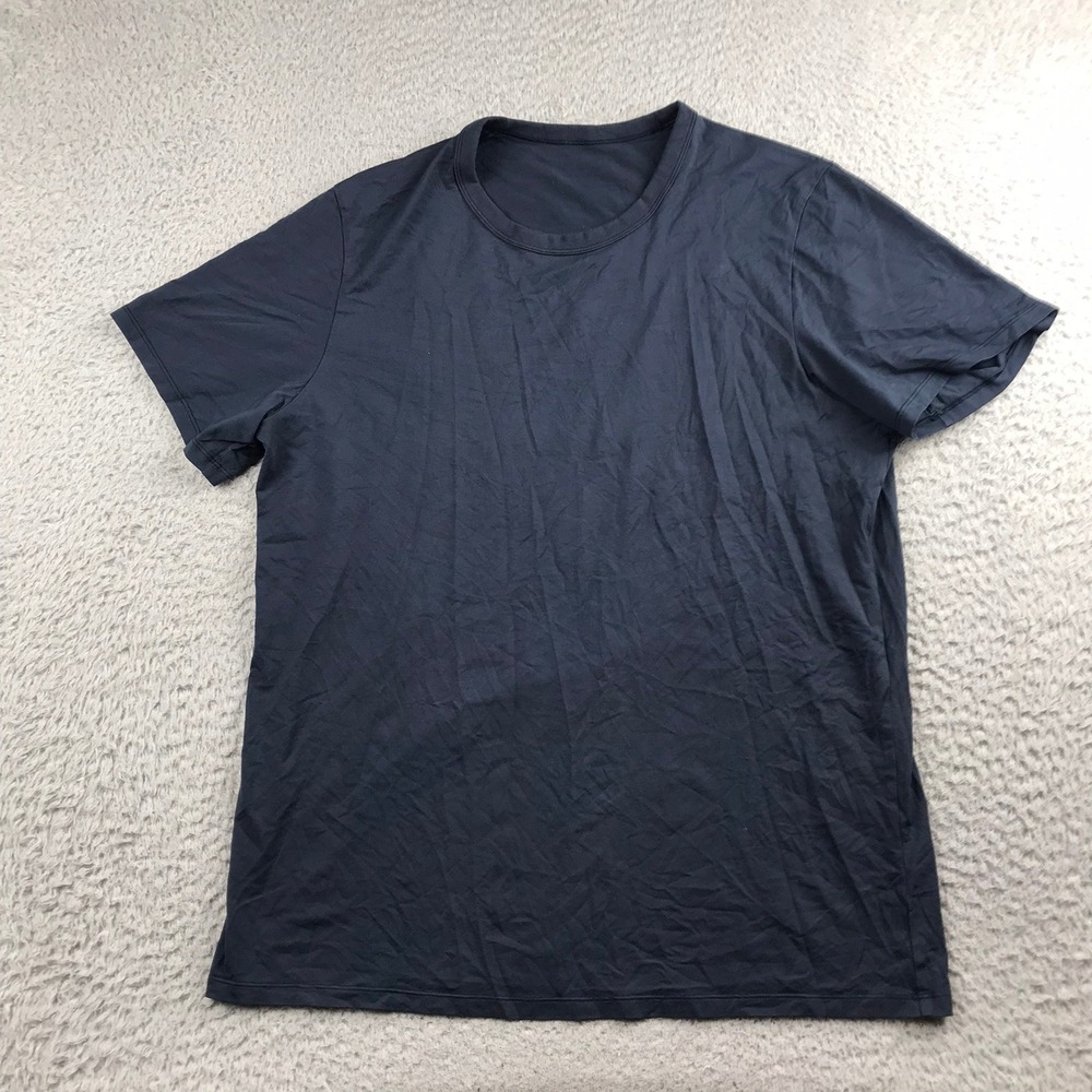 Lululemon The Fundamenal -Shirt Mens M Navy SS Athletic Performance Crew Tee